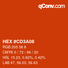 カラーコード: HEX #CD3A08 | qconv.com