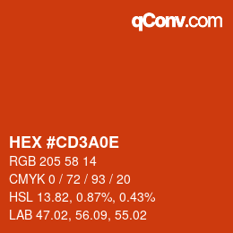 Color code: HEX #CD3A0E | qconv.com