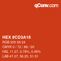 カラーコード: HEX #CD3A18 | qconv.com