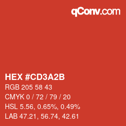 カラーコード: HEX #CD3A2B | qconv.com