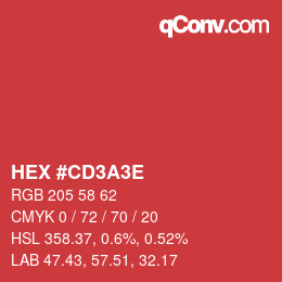 Color code: HEX #CD3A3E | qconv.com
