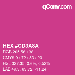 カラーコード: HEX #CD3A8A | qconv.com