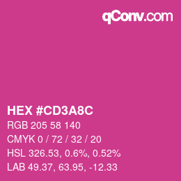 カラーコード: HEX #CD3A8C | qconv.com