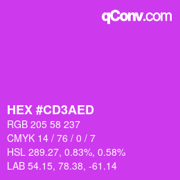 カラーコード: HEX #CD3AED | qconv.com