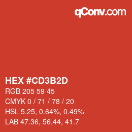 Color code: HEX #CD3B2D | qconv.com