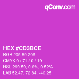 Color code: HEX #CD3BCE | qconv.com