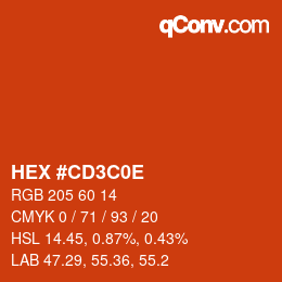 Farbcode: HEX #CD3C0E | qconv.com