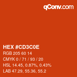 Código de color: HEX #CD3C0E | qconv.com