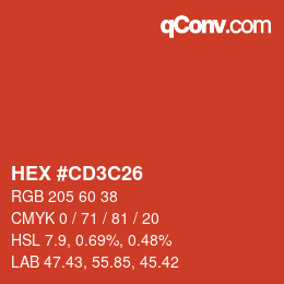 Color code: HEX #CD3C26 | qconv.com