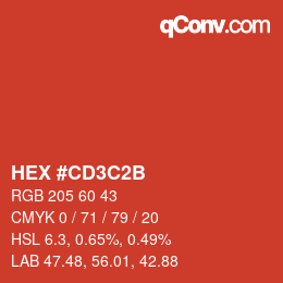 颜色代码: HEX #CD3C2B | qconv.com