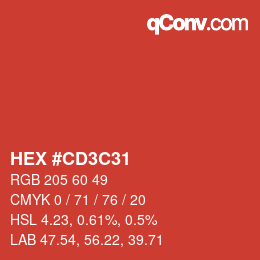Farbcode: HEX #CD3C31 | qconv.com