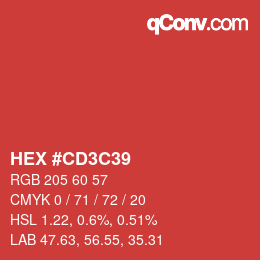 Color code: HEX #CD3C39 | qconv.com