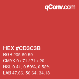 Color code: HEX #CD3C3B | qconv.com