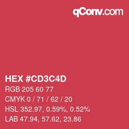 颜色代码: HEX #CD3C4D | qconv.com