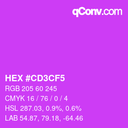 Color code: HEX #CD3CF5 | qconv.com