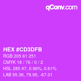 颜色代码: HEX #CD3DFB | qconv.com