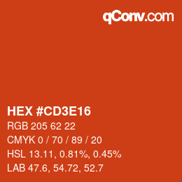 Color code: HEX #CD3E16 | qconv.com
