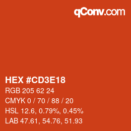 Color code: HEX #CD3E18 | qconv.com