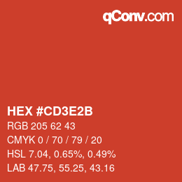 カラーコード: HEX #CD3E2B | qconv.com