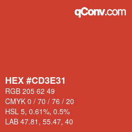 Color code: HEX #CD3E31 | qconv.com