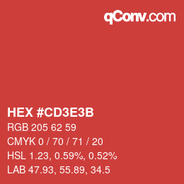 Color code: HEX #CD3E3B | qconv.com