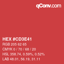 Color code: HEX #CD3E41 | qconv.com