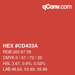 Color code: HEX #CD433A | qconv.com