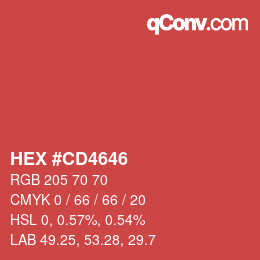 Código de color: HEX #CD4646 | qconv.com