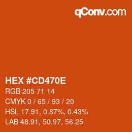 Color code: HEX #CD470E | qconv.com