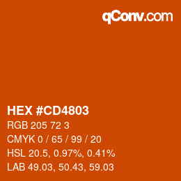 Color code: HEX #CD4803 | qconv.com