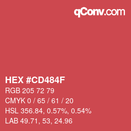 Color code: HEX #CD484F | qconv.com