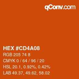 カラーコード: HEX #CD4A08 | qconv.com