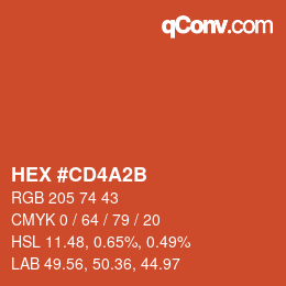 カラーコード: HEX #CD4A2B | qconv.com