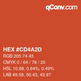 Color code: HEX #CD4A2D | qconv.com
