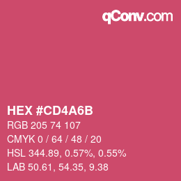 カラーコード: HEX #CD4A6B | qconv.com