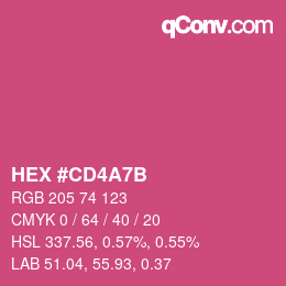 カラーコード: HEX #CD4A7B | qconv.com