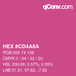 カラーコード: HEX #CD4A8A | qconv.com