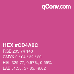 Code couleur: HEX #CD4A8C | qconv.com