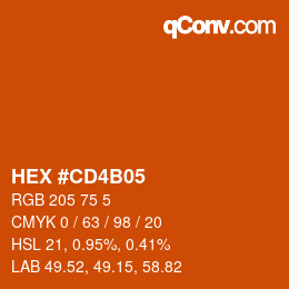 颜色代码: HEX #CD4B05 | qconv.com