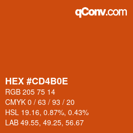 カラーコード: HEX #CD4B0E | qconv.com