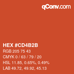 カラーコード: HEX #CD4B2B | qconv.com