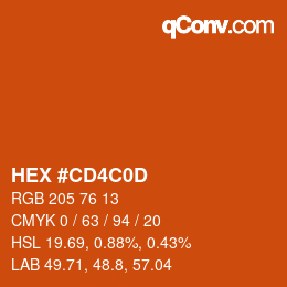Color code: HEX #CD4C0D | qconv.com