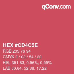 Code couleur: HEX #CD4C5E | qconv.com