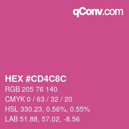 カラーコード: HEX #CD4C8C | qconv.com
