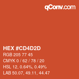 颜色代码: HEX #CD4D2D | qconv.com