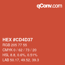 カラーコード: HEX #CD4D37 | qconv.com