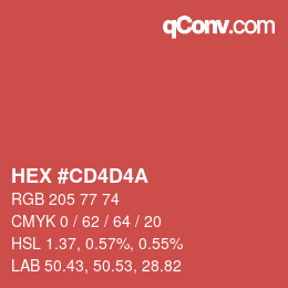 Farbcode: HEX #CD4D4A | qconv.com