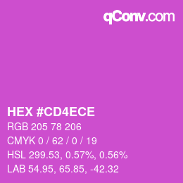 Code couleur: HEX #CD4ECE | qconv.com