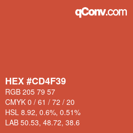 カラーコード: HEX #CD4F39 | qconv.com