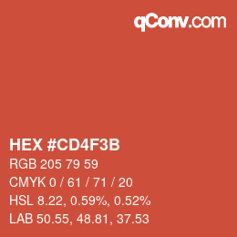 カラーコード: HEX #CD4F3B | qconv.com